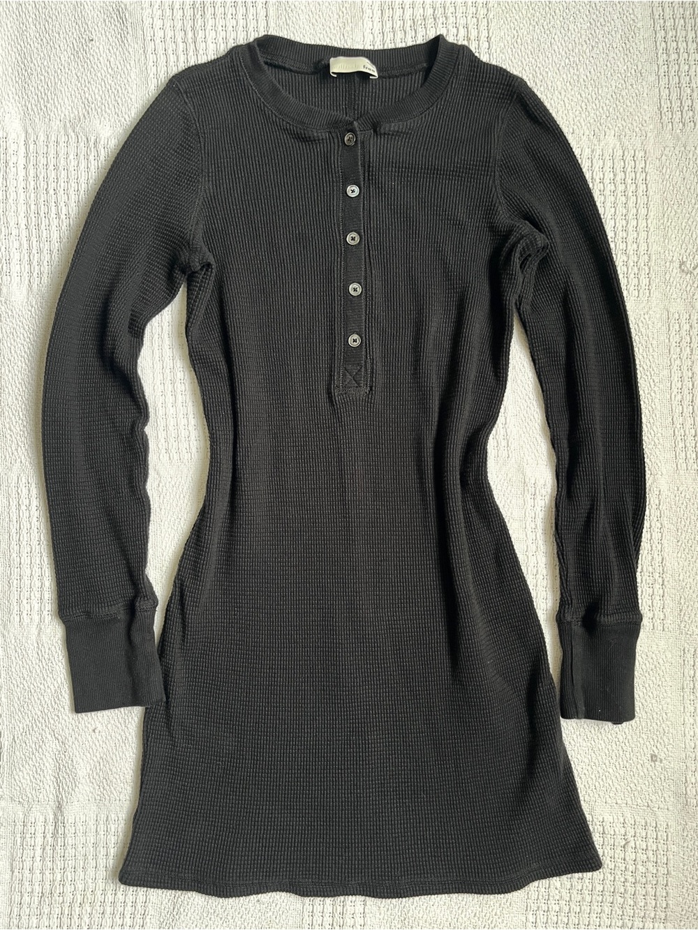 Wilfred free Black Waffle Long Sleeve Dress